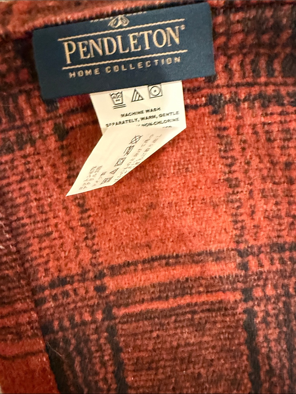 Patterned Wool Blanket Throw in Rust, Black & Cream - Picture 6 of 10